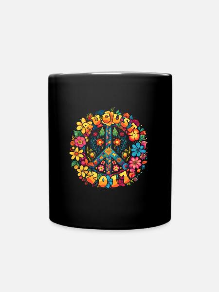 Flower Power Hippie Birthday - Août 2017 - Mug uni - noir