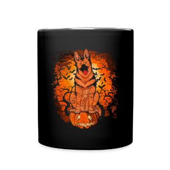 Pumpkin Dogs Halloween German Shepherd - Full Colour Mug - black - Front