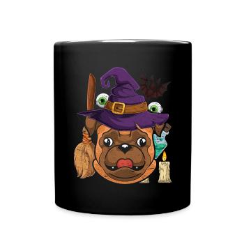 Chauve-souris Chapeau de sorcière Chien Cadeau Halloween Carlin - Mug uni - noir - Devant