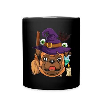 Sorcières Chapeau Chiens Chauve-souris Cadeau Halloween Carlin - Mug uni - noir - Devant