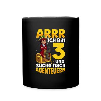 Ich bin 3 - Jungen Pirat - Tasse einfarbig - Schwarz - Vorne