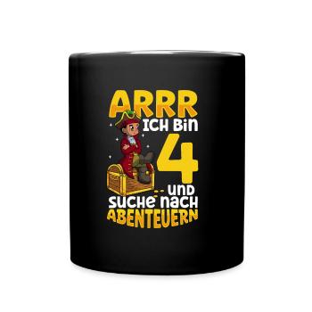 Ich bin 4 - Jungen Pirat - Tasse einfarbig - Schwarz - Vorne
