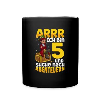 Ich bin 5 - Jungen Pirat - Tasse einfarbig - Schwarz - Vorne