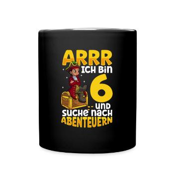 Ich bin 6 - Jungen Pirat - Tasse einfarbig - Schwarz - Vorne