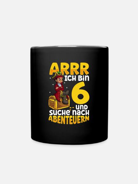 Ich bin 6 - Jungen Pirat - Tasse einfarbig - Schwarz