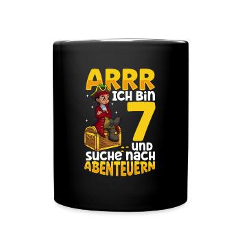 Ich bin 7 - Jungen Pirat - Tasse einfarbig - Schwarz - Vorne