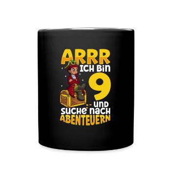 Ich bin 9 - Jungen Pirat - Tasse einfarbig - Schwarz - Vorne