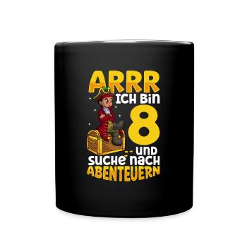 Ich bin 8 - Jungen Pirat - Tasse einfarbig - Schwarz - Vorne