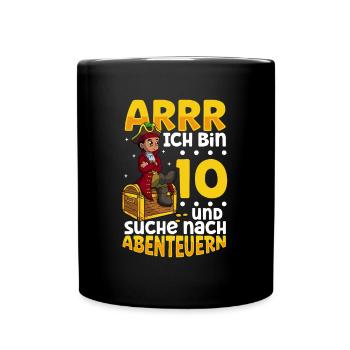 Ich bin 10 - Jungen Pirat - Tasse einfarbig - Schwarz - Vorne