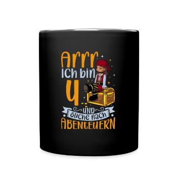 Ich bin 4 - Mädchen Pirat - Tasse einfarbig - Schwarz - Vorne