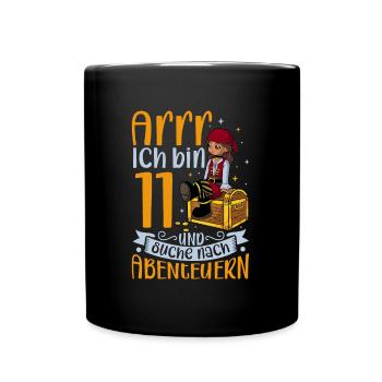 Ich bin 11 - Mädchen Pirat - Tasse einfarbig - Schwarz - Vorne
