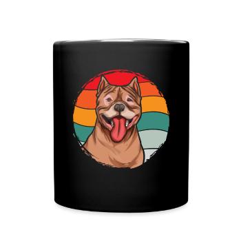 Retro Hunde Hundeliebhaber Geschenk Pitbull - Tasse einfarbig - Schwarz - Vorne