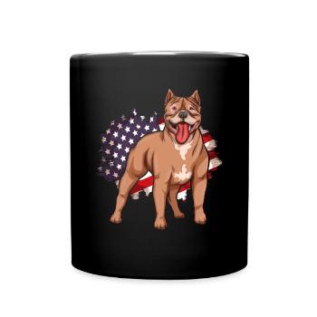 America Flag Dog Lover Dogs Gift Pitbull - Full Colour Mug - black - Front