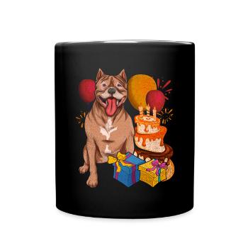 Hund Haustier Geburtstags Party Geschenk Pitbull - Tasse einfarbig - Schwarz - Vorne