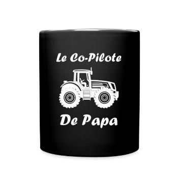 Co pilote de papa tracteur - Mug uni - noir - Devant