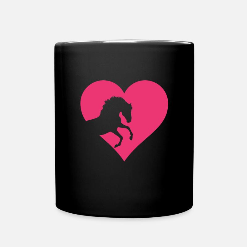 Herz für Pferdenarren, süßes Pferde und Reiter - Tasse einfarbig - Schwarz