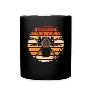 Retro Vogelspinne Tarantel Spinne - Tasse einfarbig - Schwarz - Vorne