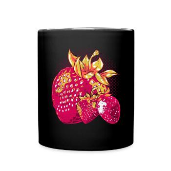 Sommer Frucht Obst Rote Beeren Geschenk Erdbeere - Tasse einfarbig - Schwarz - Vorne