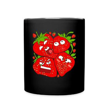 Sommerfrucht Rotes Obst Geschenk Lustiges Erdbeere - Tasse einfarbig - Schwarz - Vorne