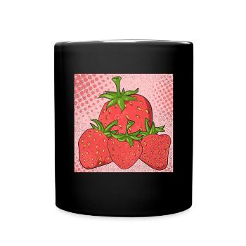 Erdbeeren Sommer Frucht Obst Geschenk Erdbeere - Tasse einfarbig - Schwarz - Vorne