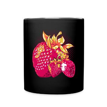 Rote Beeren Sommerfrucht Obst Geschenk Erdbeere - Tasse einfarbig - Schwarz - Vorne