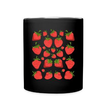 Sommer Frucht Erdbeeren Obst Geschenk Erdbeere - Tasse einfarbig - Schwarz - Vorne