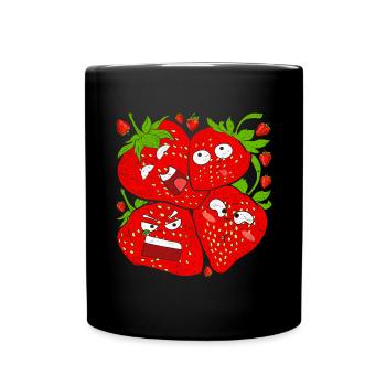 Rote Beeren Frucht Obst Geschenk Lustiges Erdbeere - Tasse einfarbig - Schwarz - Vorne