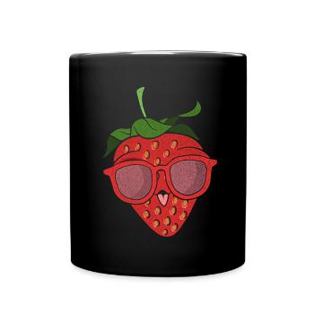 Coole Sonnenbrille Rote Beeren Geschenk Erdbeere - Tasse einfarbig - Schwarz - Vorne