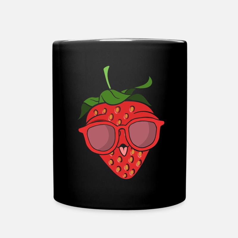 Sonnenbrille Frucht Geschenk Lustiges Erdbeere - Tasse einfarbig - Schwarz