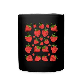 Erdbeeren Rote Beeren Obst Geschenk Erdbeere - Tasse einfarbig - Schwarz - Vorne