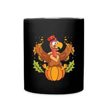 Bird Lover Animal Foliage Pumpkin Gift Turkey - Full Colour Mug - black - Front