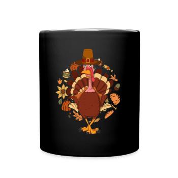Bird Lover Autumn Bird Gift Turkey - Full Colour Mug - black - Front