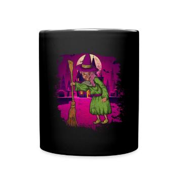 Witches Broom Full Moon Halloween Gift Witch - Full Colour Mug - black - Front