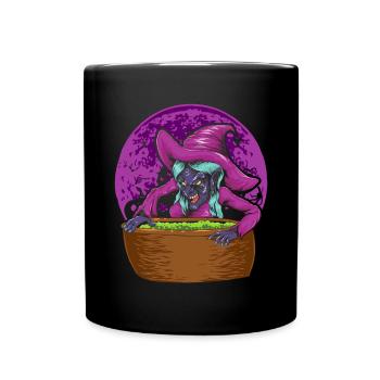 Gruseliges Halloween Hexen Hut Geschenk Hexe - Tasse einfarbig - Schwarz - Vorne
