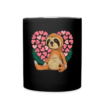 Zoo Animal Paresseux Coeur Cadeau Amour Paresseux - Mug uni - noir - Devant