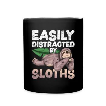 Easily distracted by sloths Funny sloth - Full Colour Mug - black - Front