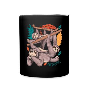 Faultier Liebhaber Zoo Tier Geschenk Faultier - Tasse einfarbig - Schwarz - Vorne