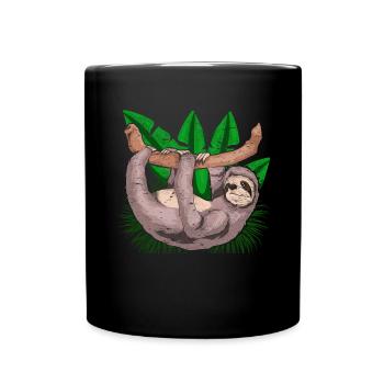Lazy Animal Lover Gift Zoo Animal Sloth - Full Colour Mug - black - Front