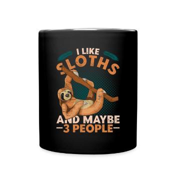 I like sloths and maybe 3 people sloths - Full Colour Mug - black - Front