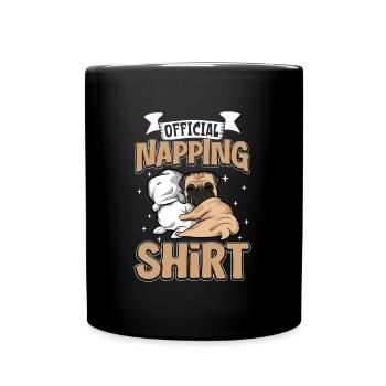 Offizielles Schlafshirt Mops - Tasse einfarbig - Schwarz - Vorne