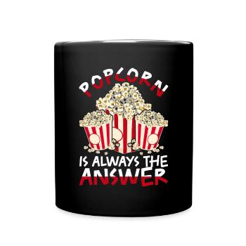 Popcorn Liebhaber Snack Geschenk Lustiges Popcorn - Tasse einfarbig - Schwarz - Vorne