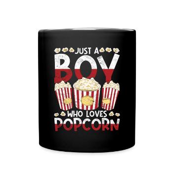 Kinofilm Kino Snack Jungen Geschenk Popcorn - Tasse einfarbig - Schwarz - Vorne