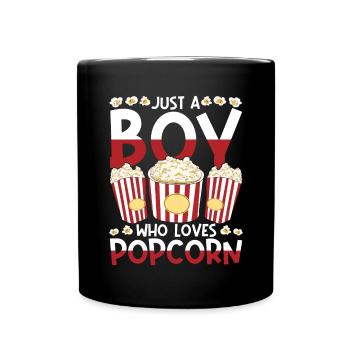 Nur ein Junge der Popcorn liebt Snack Popcorn - Tasse einfarbig - Schwarz - Vorne