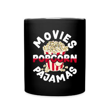 Cinema Snack Movies Pajama Gift Funny Popcorn - Full Colour Mug - black - Front