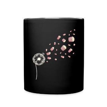Kinofilm Kino Snack Geschenk Pusteblume Popcorn - Tasse einfarbig - Schwarz - Vorne