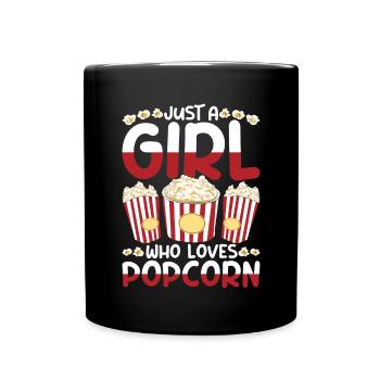 Kino Snack Mädchen Geschenk Kinofilm Popcorn - Tasse einfarbig - Schwarz - Vorne