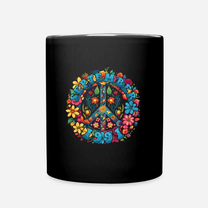 Flower Power Hippie Geburstag - September 1991 - Tasse einfarbig - Schwarz