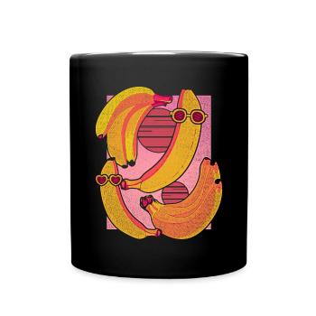 Retro Bananen Sonnenbrille Frucht Geschenk Banane - Tasse einfarbig - Schwarz - Vorne