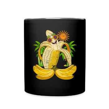 Summer Fruit Palm Gift Sunglasses Banana - Full Colour Mug - black - Front