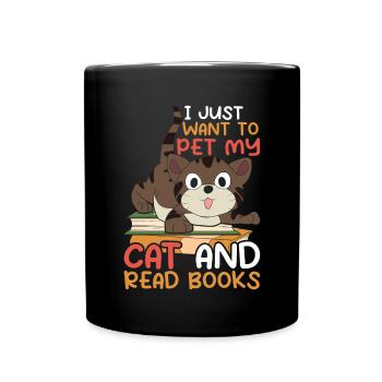 Bücher Katzen Buch Lesen Geschenk Lustiges Katze - Tasse einfarbig - Schwarz - Vorne